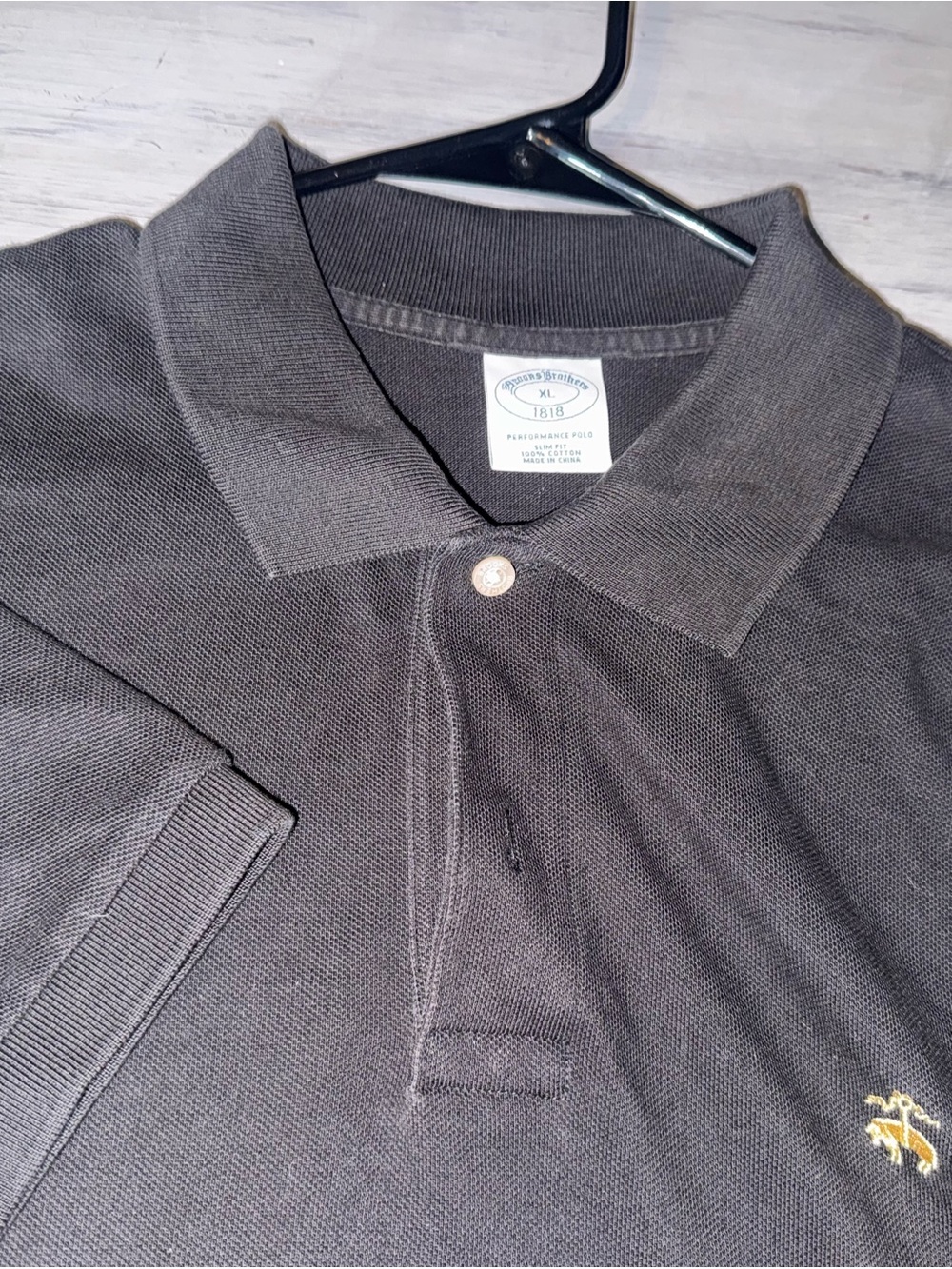 Brooks Brothers 1818 Performance Polo Men XL Slim Fit Black Cotton Golden Fleece